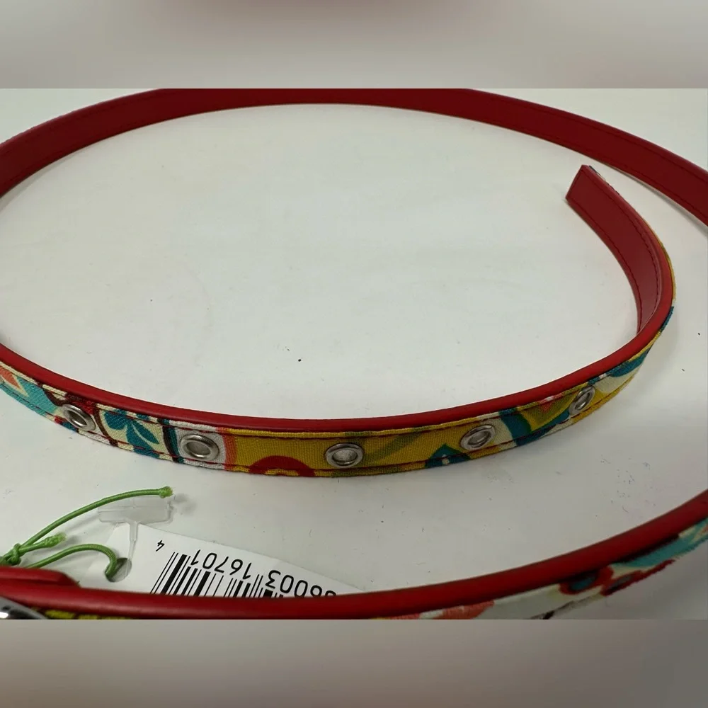 Vera Bradley Thin PROVENCAL BELT Cloth Printed Faux Leather Back Women's 37